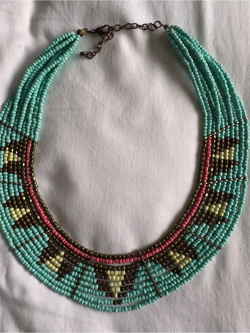 Turquoise Beaded Statement Necklace - Unbranded